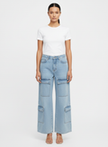 Calça jeans cargo bolsos laterais utilitários - NEXO | 36
