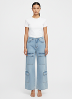 Calça jeans cargo bolsos laterais utilitários - NEXO | 36