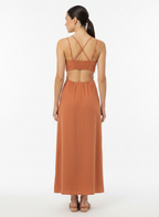 Vestido Midi Cut-Out Alças Finas Terracota - DRESS TO / P