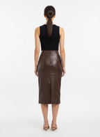 Saia lápis couro marrom - MASSIMO DUTTI | P
