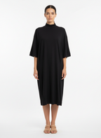 Vestido gola alta prega lateral saia preto - ANIMALE | P