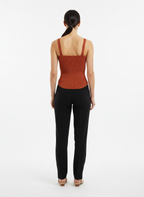 Regata tricot canelada decote coração telha - SKUNK | P