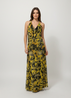 Vestido Longo Estampa Abstrata Amarelo - Caos/40