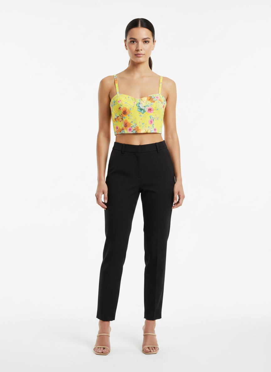 Blusa Cropped Bustiê Floral Verão - DRESS TO / P
