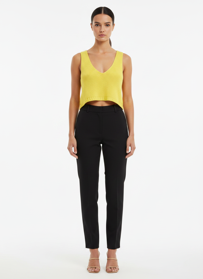 Blusa Tricô Amarelo V-Neck Cropped - DRESS TO / P