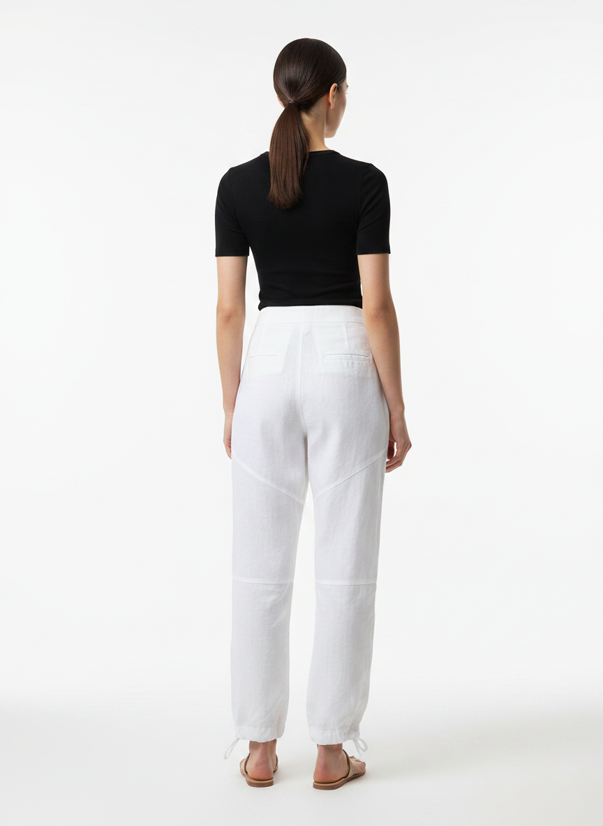 Calça Wide Leg Branca com Detalhes Ajustáveis - LEE LOO / 40