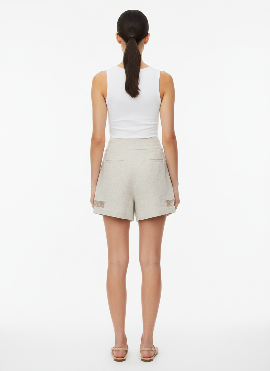 Shorts Versátil com Detalhe em Tela Bege - All’s/P