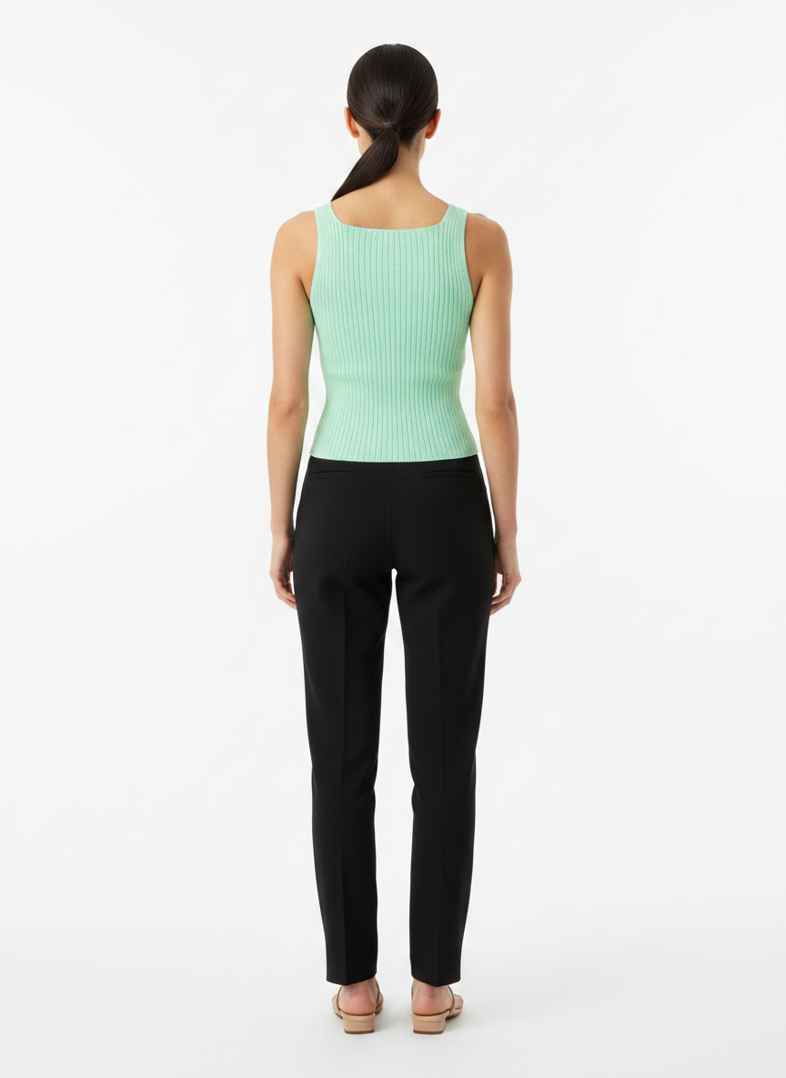 Regata tricot canelado decote quadrado verde - AMBICIONE | M