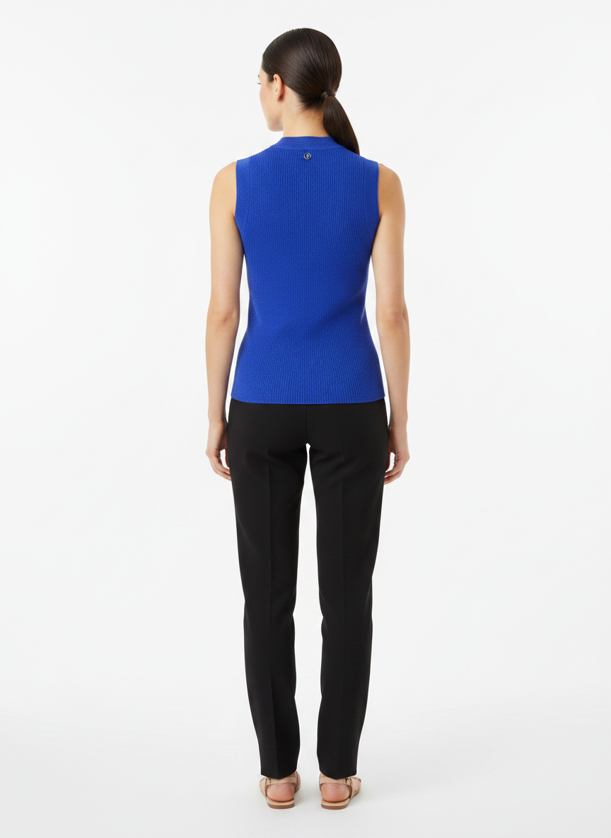 Blusa sem manga tricot canelada azul-royal - ANIMALE JEANS | P