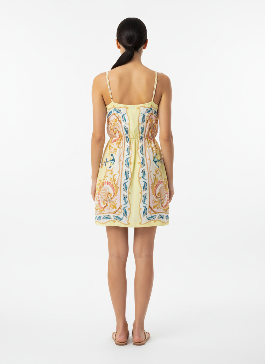 Vestido estampado amarelo mar alça - FARM | G
