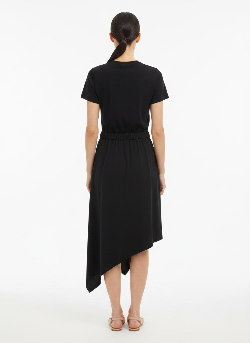 Vestido Midi Preto Manga Dolman com Cinto - ANIMALE / G
