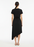 Vestido Midi Preto Manga Dolman com Cinto - ANIMALE / G