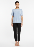 Blusa tricot listrada azul claro - CORTELLE | M