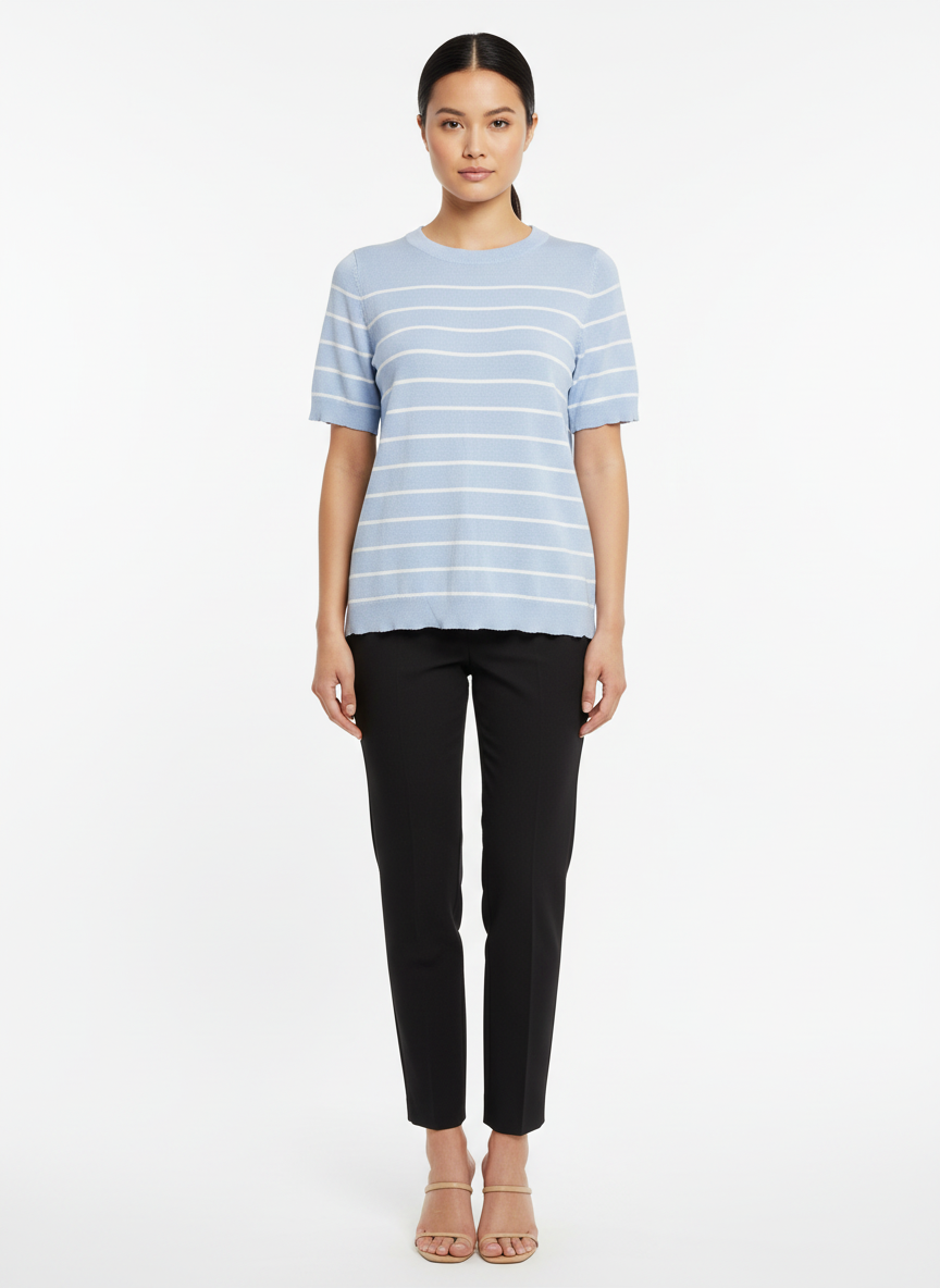 Blusa tricot listrada azul claro - CORTELLE | M