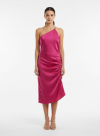 Vestido Pink de Um Ombro Só com Franzido Lateral - Animale/38