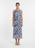 Vestido longo sem manga estampa gotas franzido laterais - LUCIDEZ | M