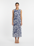 Vestido longo sem manga estampa gotas franzido laterais - LUCIDEZ | M