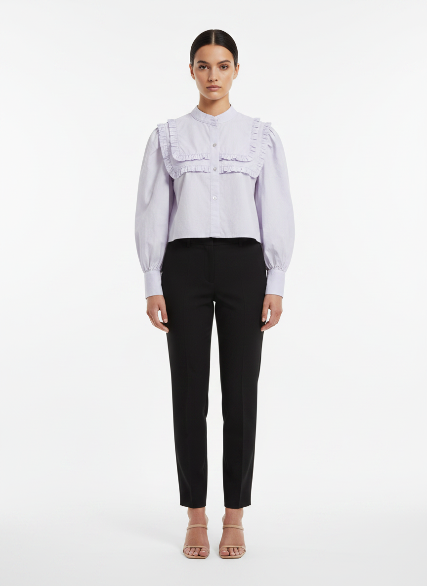 Blusa Cropped Feminina com Babados e Manga Bufante - FARM / P