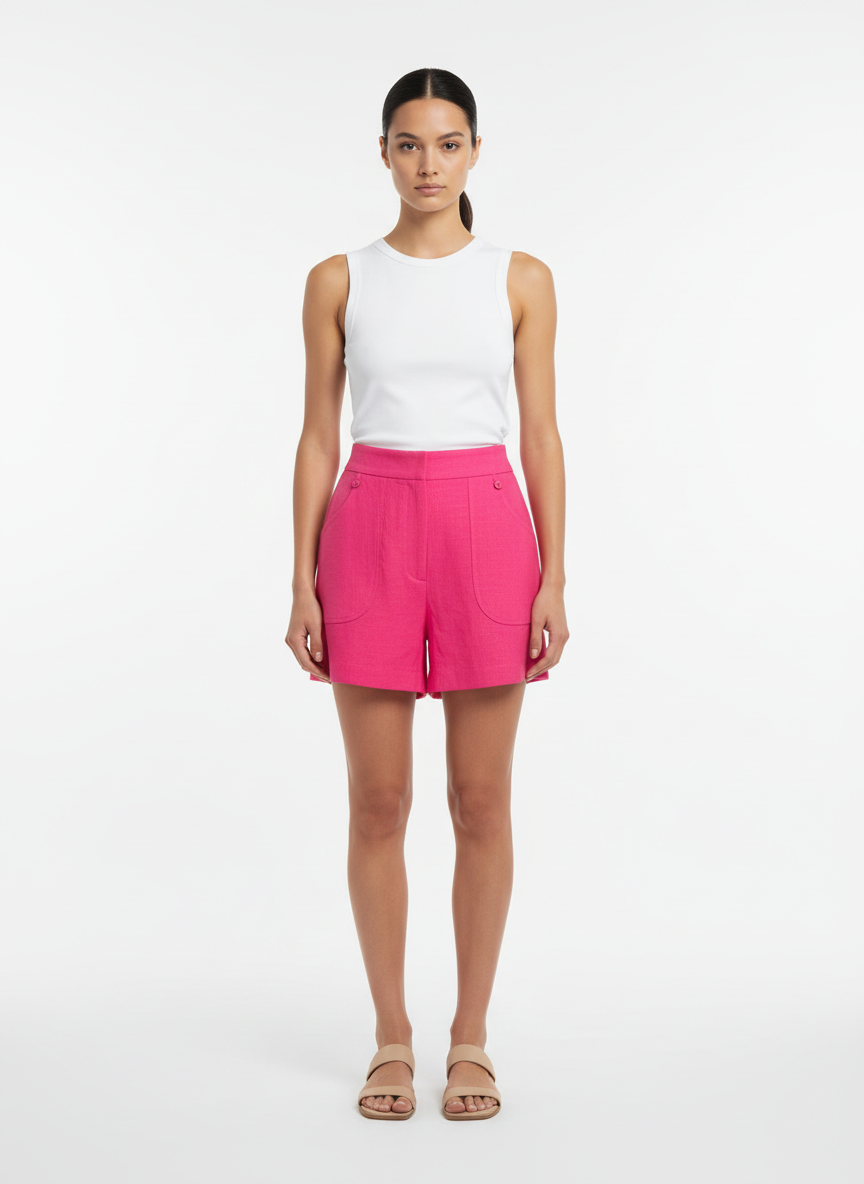 Shorts Alfaiataria Cintura Alta Rosa - S.Club/P