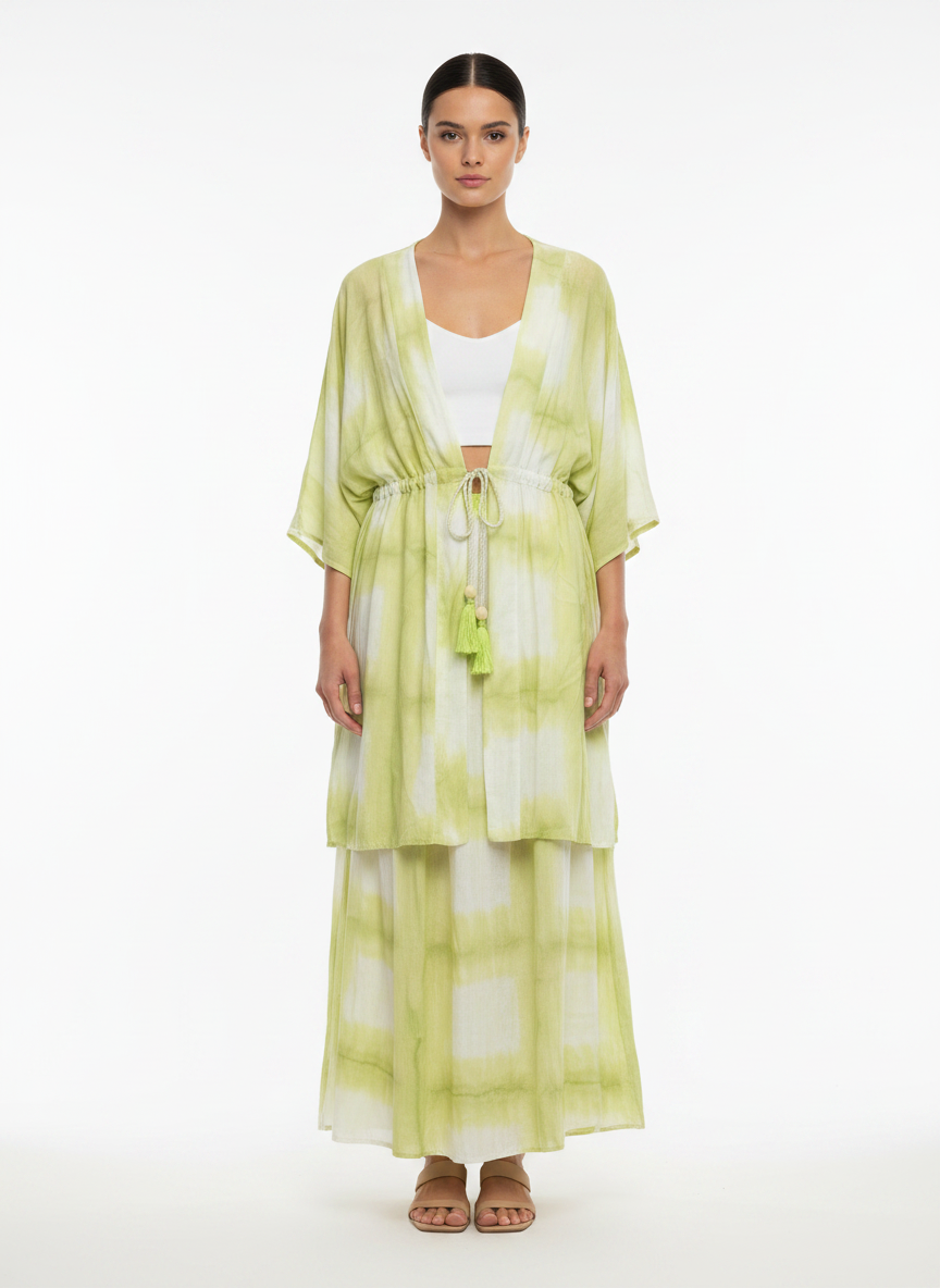Conjunto Kimono e Maxi Saia Viscose Tie-Dye - DRESS TO / M