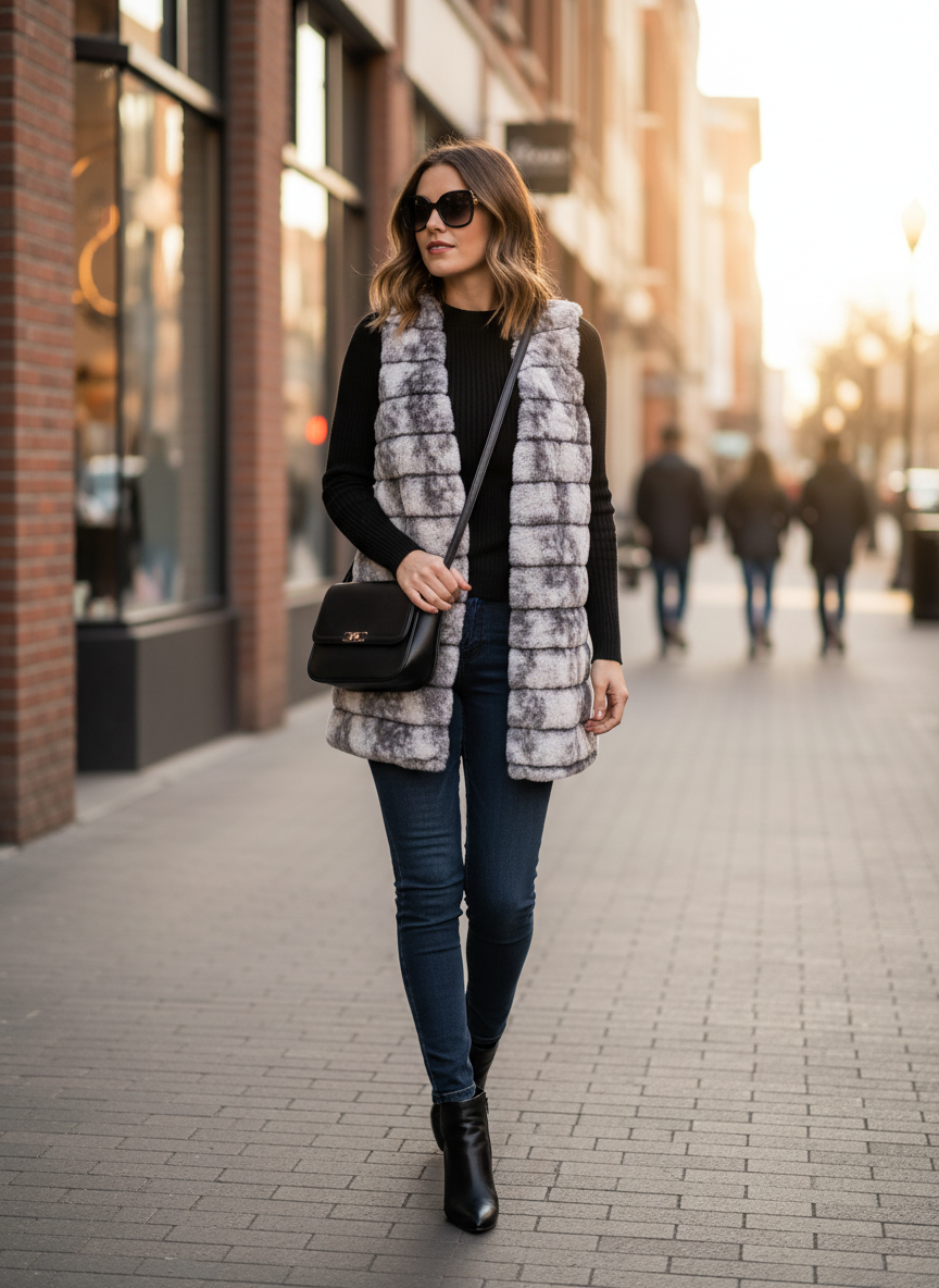 Colete Faux Fur Paneled - M