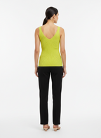 Regata tricot canelada decote v verde limão - SKUNK | 36