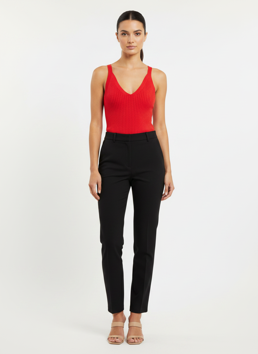 Regata tricot canelada decote v vermelha - ANIMALE JEANS | P