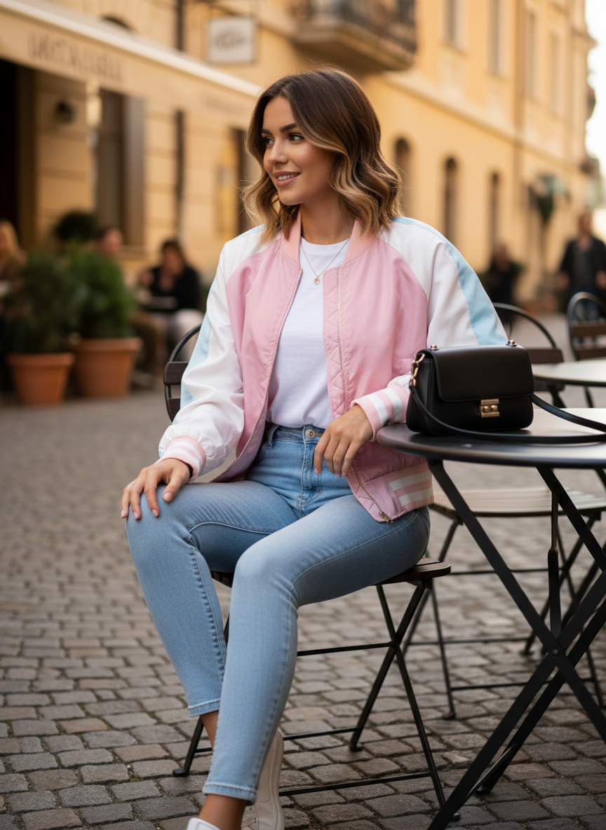 Jaqueta Bomber Cetim Cores Pastéis - LEAN.MODA / G