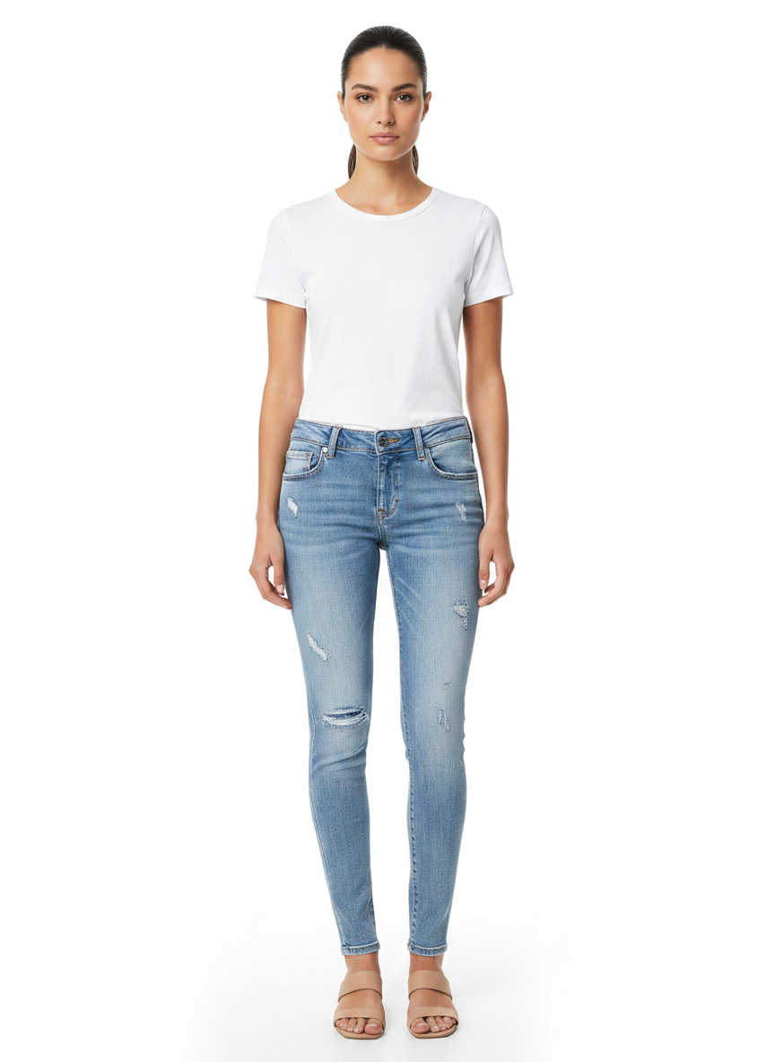 Calça Jeans Skinny Destroyed Lavagem Clara - OH BOY! / 36