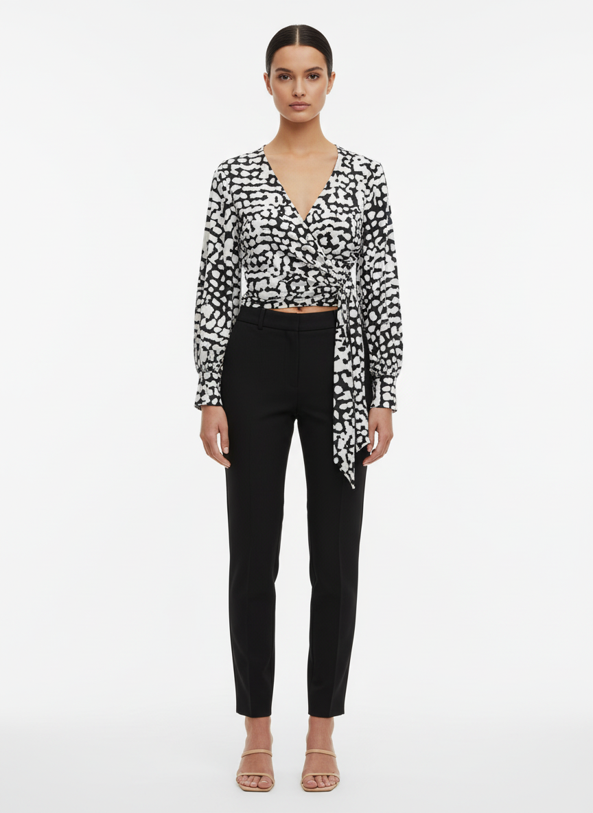 Blusa Transpassada Estampa Abstrata - Caos / 38