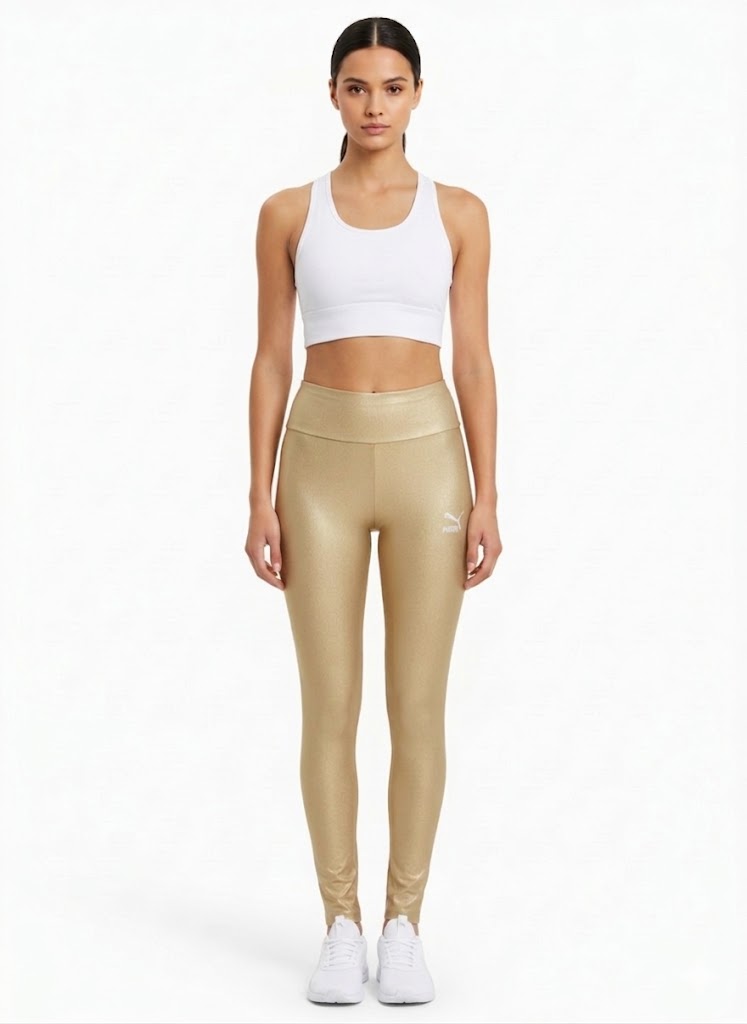 Calça Legging Esportiva Metálica Dourada - Puma/P