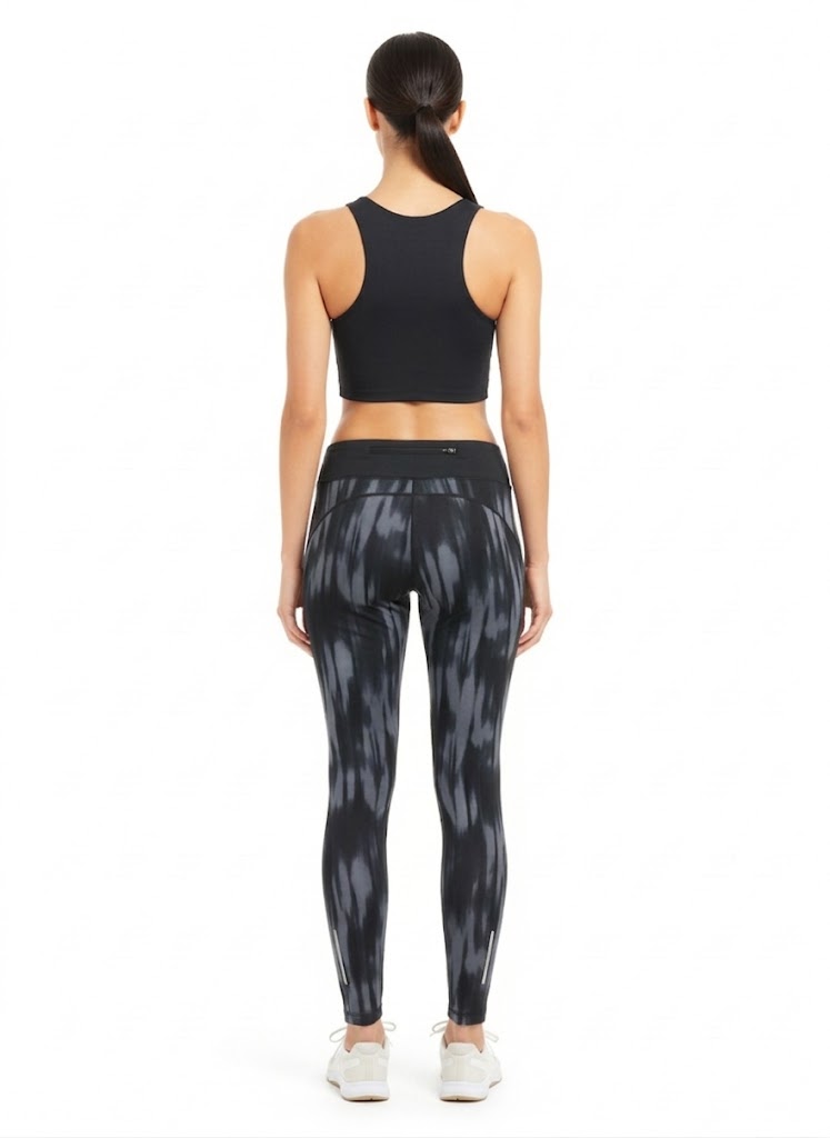 Calça Legging Esportiva Tie-Dye Cinza e Preta - Nike/M